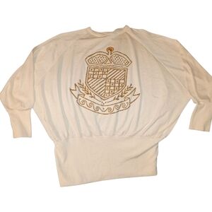 🦄 Cream Sweater with Embroidered Crest Size Large